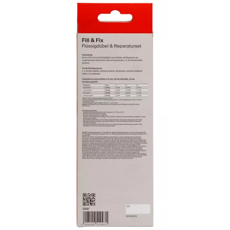 Fischer 051097 Liquid Dowel material de enchimento e fixação