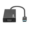Dock/Hub USB-A Manhattan, conectores (x5): Ethernet, HDMI, USB-A (x2) e VGA, entrada de alimentação Micro-USB (opcional, apenas se for necessária alimentação adicional. Não necessário para funcionalidade de monitor duplo. Cabo não incluído), alumínio, preto, três anos de garantia
