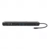 Dock/Hub USB-C Manhattan com leitor de cartões e MST, conectores (x9): áudio 3,5 mm, DisplayPort, Ethernet, HDMI, USB-A (x3), USB-C e VGA, com Power Delivery (100 W) para o conector USB-C (nota: fonte de alimentação USB-C e cabo USB-C adicionais necessários), todos os conectores podem ser utilizados simultaneamente