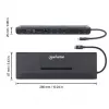 Dock/Hub USB-C Manhattan com leitor de cartões e MST, conectores (x9): áudio 3,5 mm, DisplayPort, Ethernet, HDMI, USB-A (x3), USB-C e VGA, com Power Delivery (100 W) para o conector USB-C (nota: fonte de alimentação USB-C e cabo USB-C adicionais necessários), todos os conectores podem ser utilizados simultaneamente