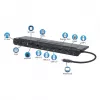 Dock/Hub USB-C Manhattan com leitor de cartões e MST, conectores (x9): áudio 3,5 mm, DisplayPort, Ethernet, HDMI, USB-A (x3), USB-C e VGA, com Power Delivery (100 W) para o conector USB-C (nota: fonte de alimentação USB-C e cabo USB-C adicionais necessários), todos os conectores podem ser utilizados simultaneamente