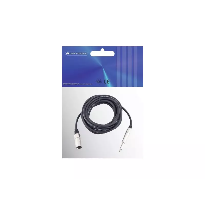 Cabo de áudio Omnitronic 3022519D 10 m XLR 3 pinos 6,35 mm preto