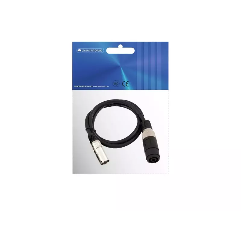 Cabo de áudio Omnitronic 30225590 Speakon XLR 1 m preto