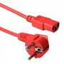 Cabo de alimentação ACT ficha CEE 7/7 (angular) para conector fêmea C13, 5 m, 250 V 10 A, vermelho