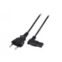 Cabo de alimentação ficha euro - conector fêmea C7 angular esquerda/direita preto 1 m ACT AK5420