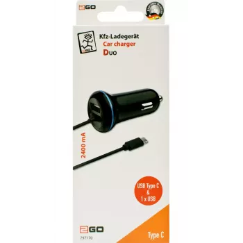 Carregador móvel 2GO 797170 Universal preto isqueiro de automóvel 12/24V USB 1,4 m