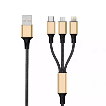 Cabo USB 2GO 797152 3 m USB B USB C/Micro-USB B/Lightning preto dourado