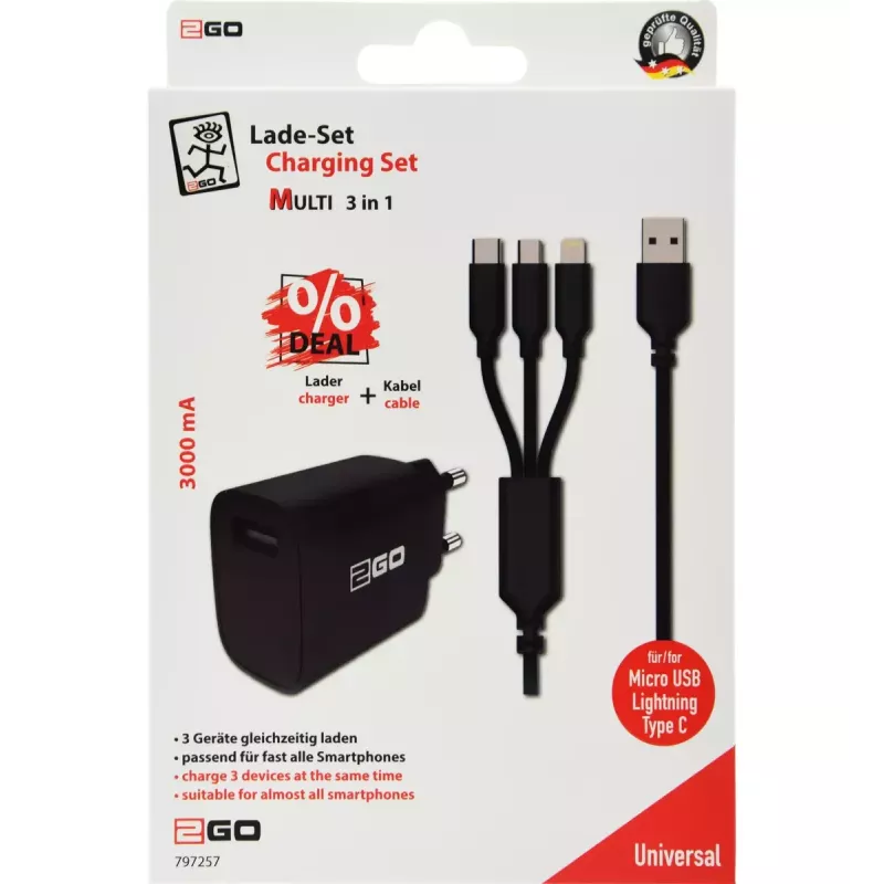 Carregador móvel 2GO 797257 Universal preto AC interior 5V