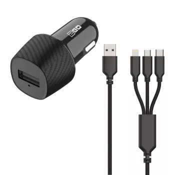 Carregador móvel 2GO 797258 Universal preto isqueiro de automóvel 12/24V