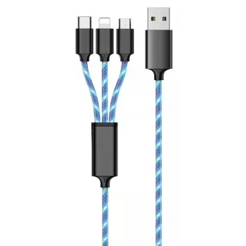 Cabo USB 2GO 797315 1,5 m USB B USB C/Micro-USB B/Lightning preto azul
