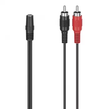 Cabo de áudio Hama 00305040 3,5 mm conector fêmea para 2 x conector macho RCA preto