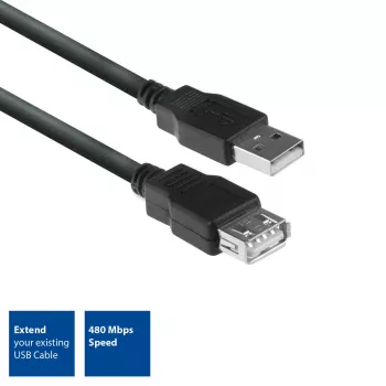 Extensão USB 2.0 ACT macho A - fêmea A 3 metros