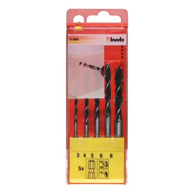Conjunto de brocas KWB 513900 5 unid. para madeira dura e madeira macia