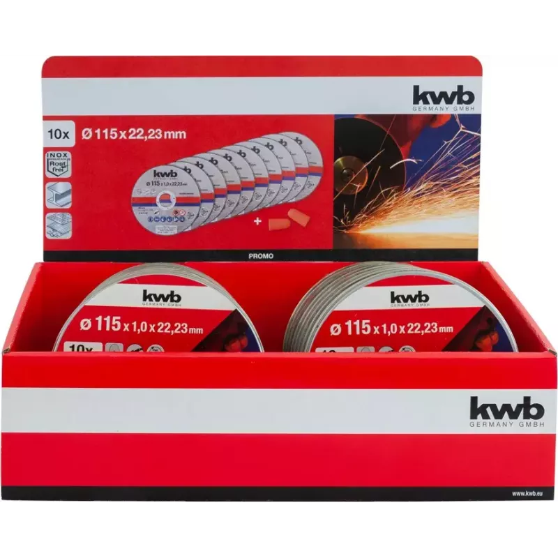 Conjunto de discos de corte KWB 712021 disco de corte fino centro plano 10 unid.