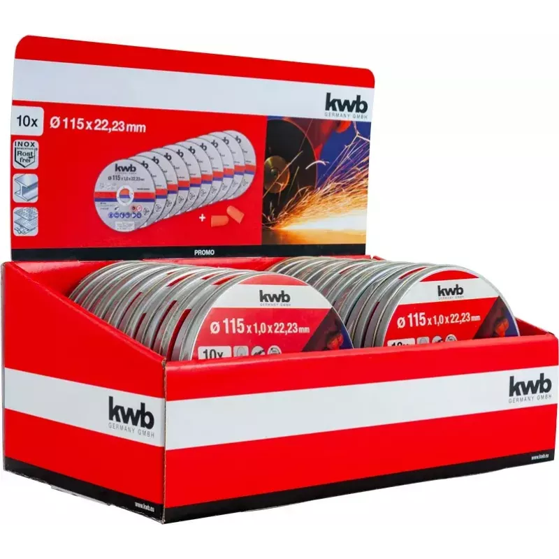 Conjunto de discos de corte KWB 712021 disco de corte fino centro plano 10 unid.
