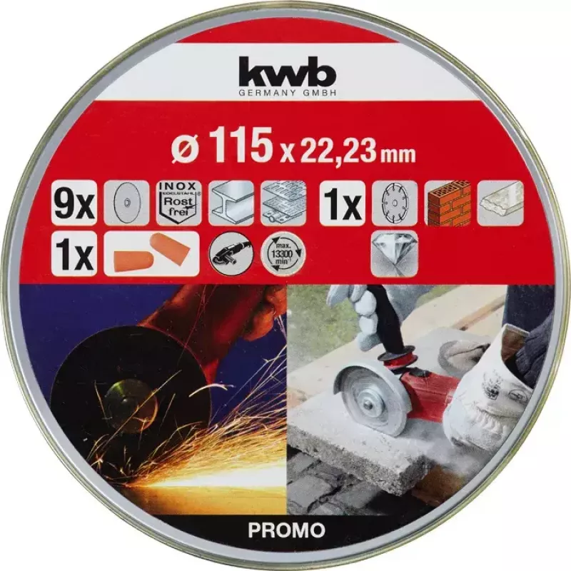 Disco de corte KWB Thin+Diamond discos de corte centro plano para tijolo, mármore, aço e pedra
