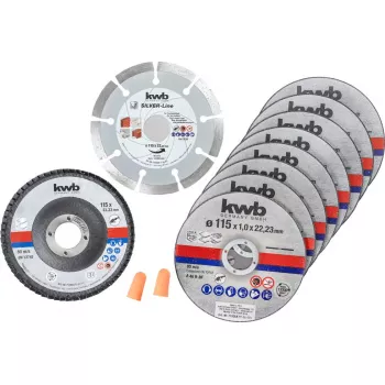Conjunto de discos de corte KWB 712041 conjunto inicial 10 unid. encaixe plano para tijolo, mármore, aço