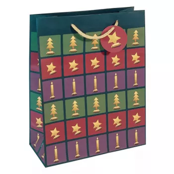 Saco de presente Sigel GT046 verde vermelho violeta 260x120x330 mm