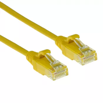 ACT amarelo 0,15 m LSZH U/UTP CAT6 cabo de ligação slimline para datacenter, sem patilha, com fichas RJ45