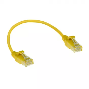 ACT amarelo 0,15 m LSZH U/UTP CAT6 cabo de ligação slimline para datacenter, sem patilha, com fichas RJ45