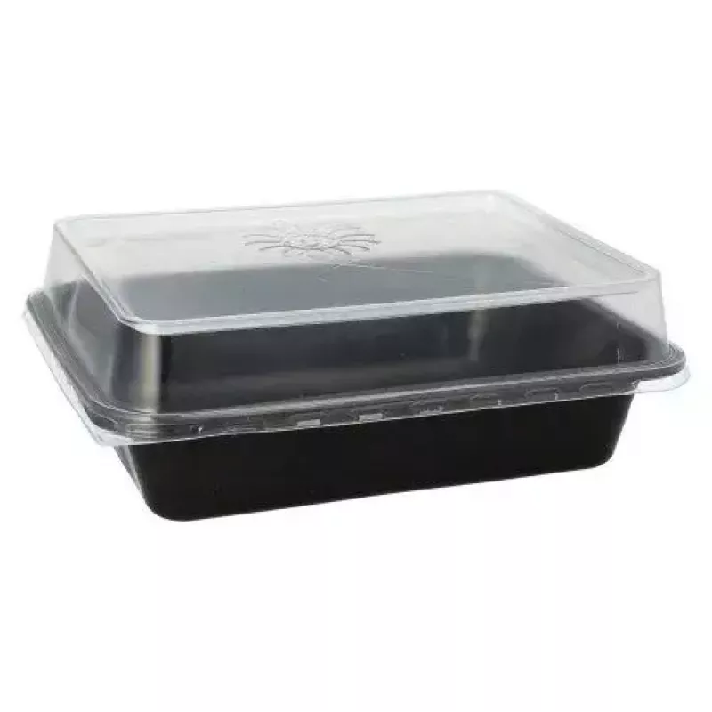 Recipiente descartável para alimentos Papstar 96552 polipropileno preto 227x178x45mm