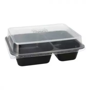 Recipiente descartável para alimentos Papstar 96553 polipropileno preto 227x178x45mm