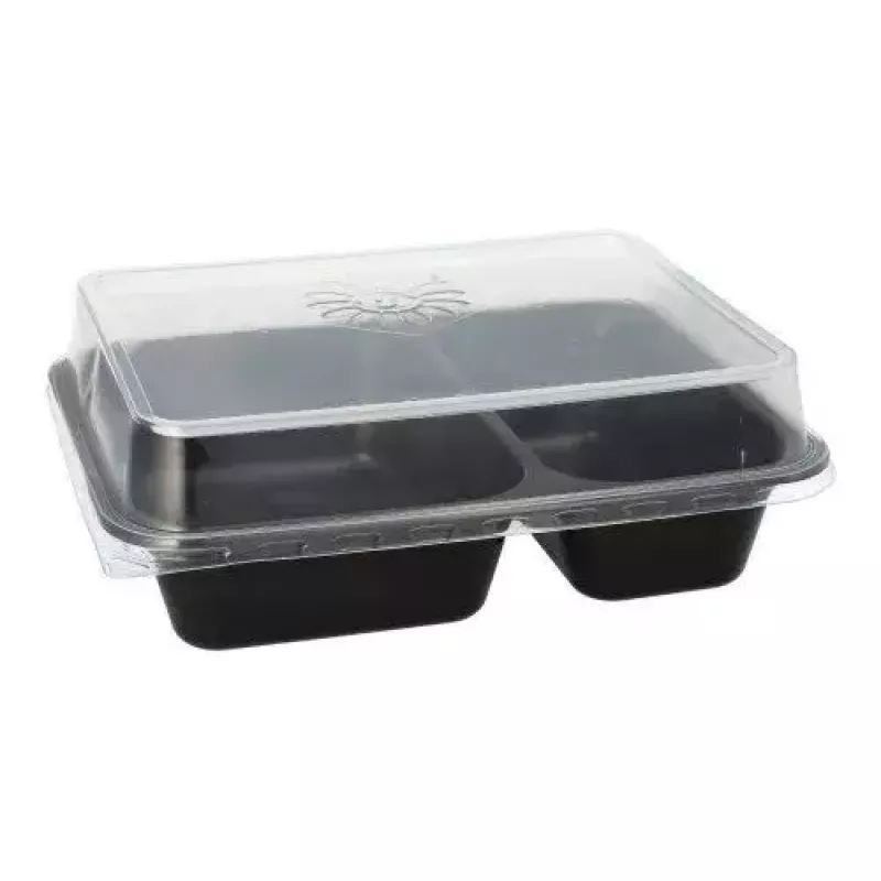 Recipiente descartável para alimentos Papstar 96553 polipropileno preto 227x178x45mm