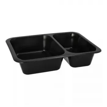 Recipiente descartável para alimentos Papstar 96553 polipropileno preto 227x178x45mm