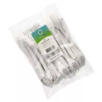 Garfo descartável Papstar 96427 polipropileno 50 unidades branco 185 mm