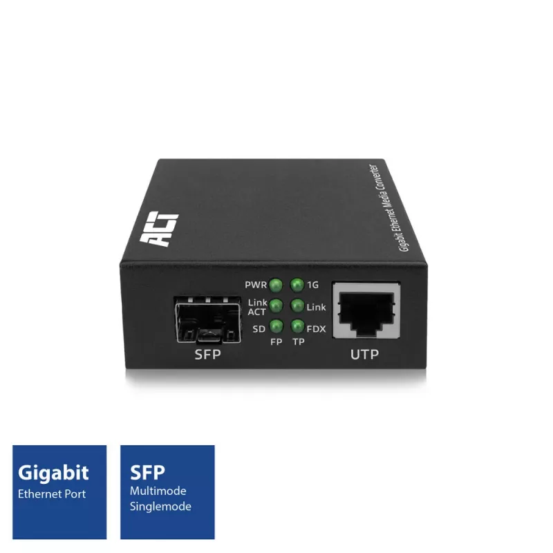 Conversor de suporte de rede ACT AC4451 1000 Mbit/s multimodo monomodo preto