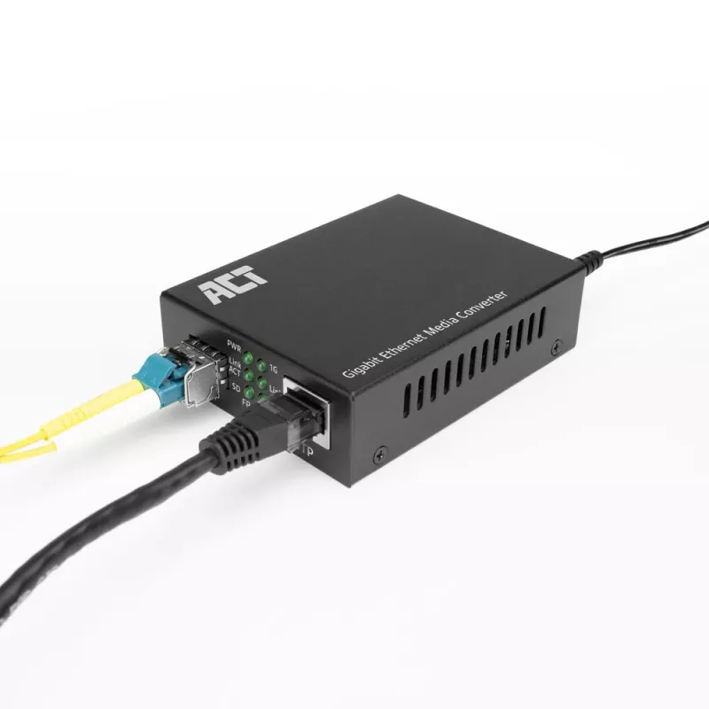 Conversor de suporte de rede ACT AC4451 1000 Mbit/s multimodo monomodo preto