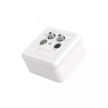 Tomada de antena Hama 00205354 2x SAT + TV + rádio branco
