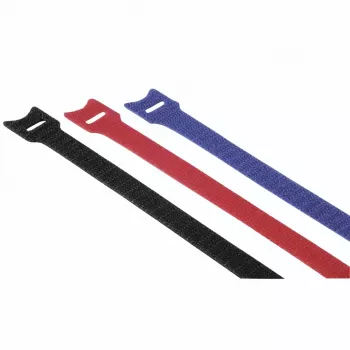 Abraçadeiras de cabos Hama 00221005 de velcro de nylon pretas, azuis 12 unid.