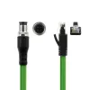Cabo de sensor industrial ACT 1,50 metros M12D 4 polos ficha angular para ficha RJ45, cabo TPE Superflex Xtreme, blindado