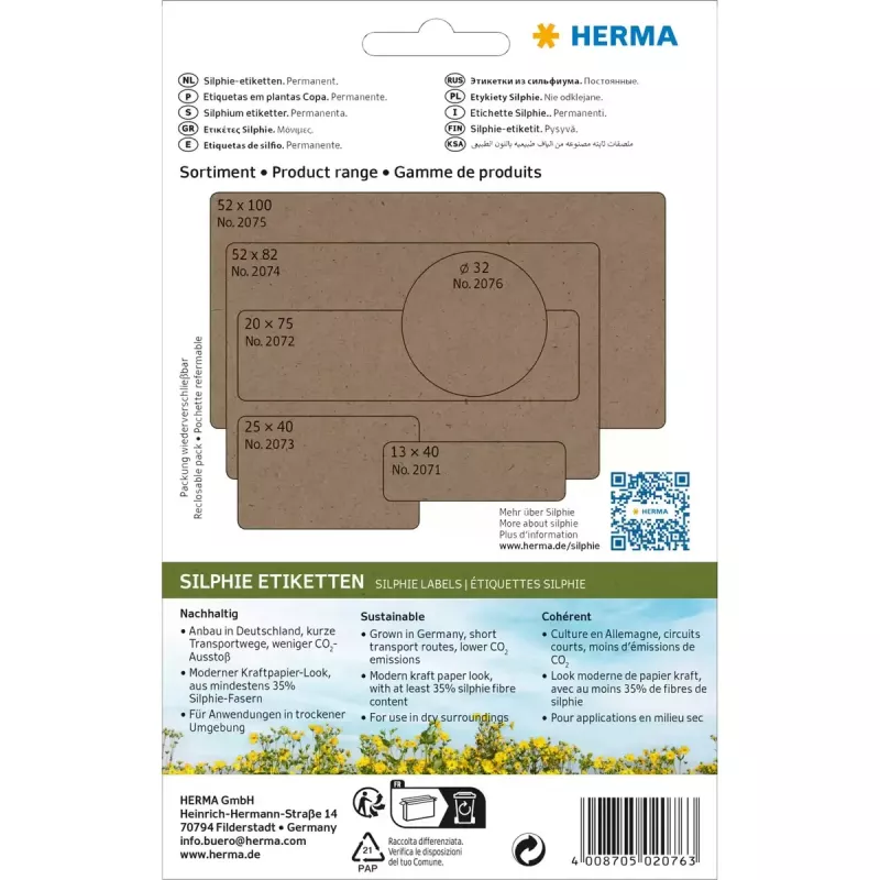 Etiquetas autocolantes HERMA 2076 redondas permanente castanho 3,2 cm 360 unidades
