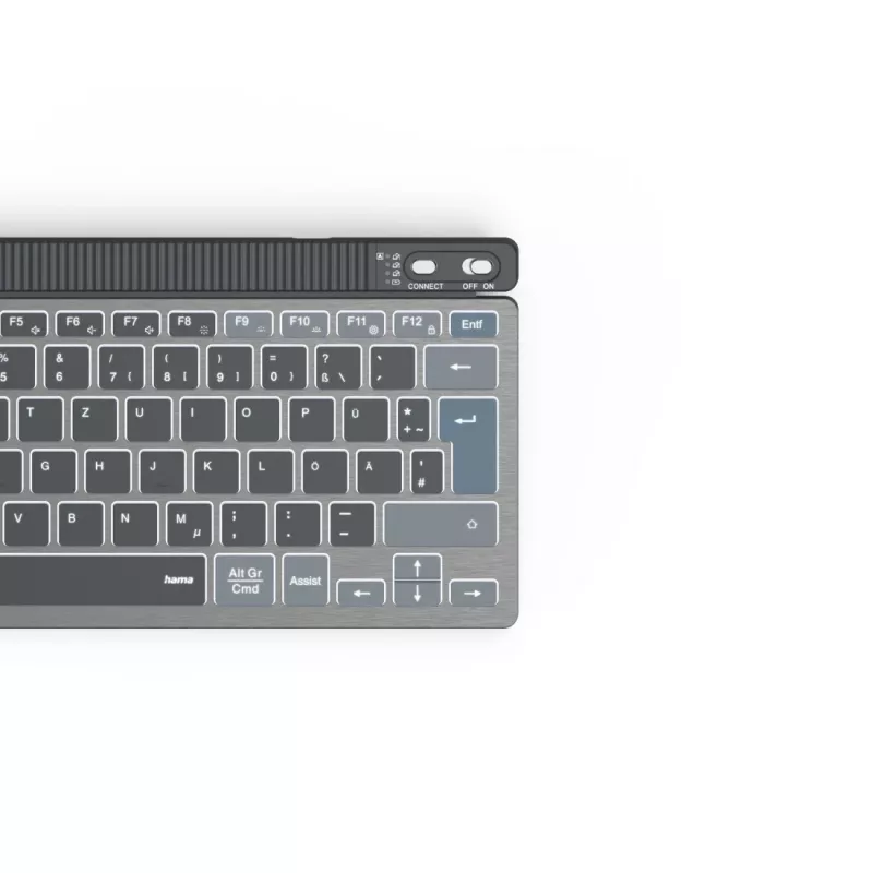Teclado multidispositivo Hama WK-700, sem fios, retroiluminado, compacto, QWERTZ, preto