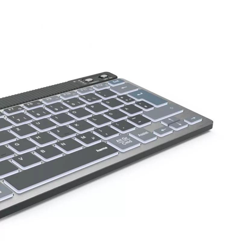 Teclado multidispositivo Hama WK-700, sem fios, retroiluminado, compacto, QWERTZ, preto