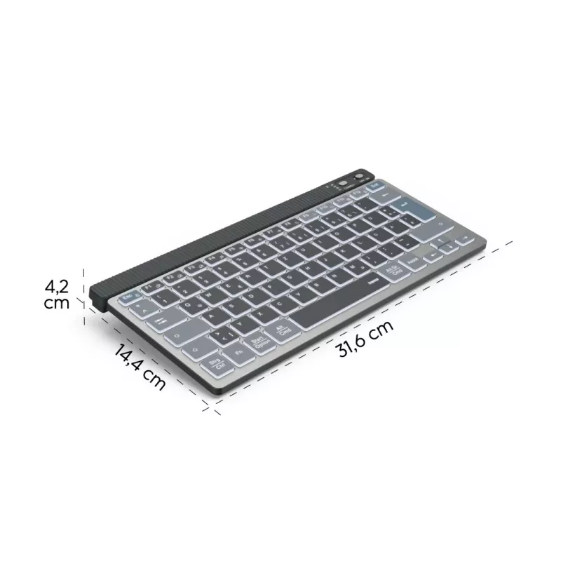 Teclado multidispositivo Hama WK-700, sem fios, retroiluminado, compacto, QWERTZ, preto