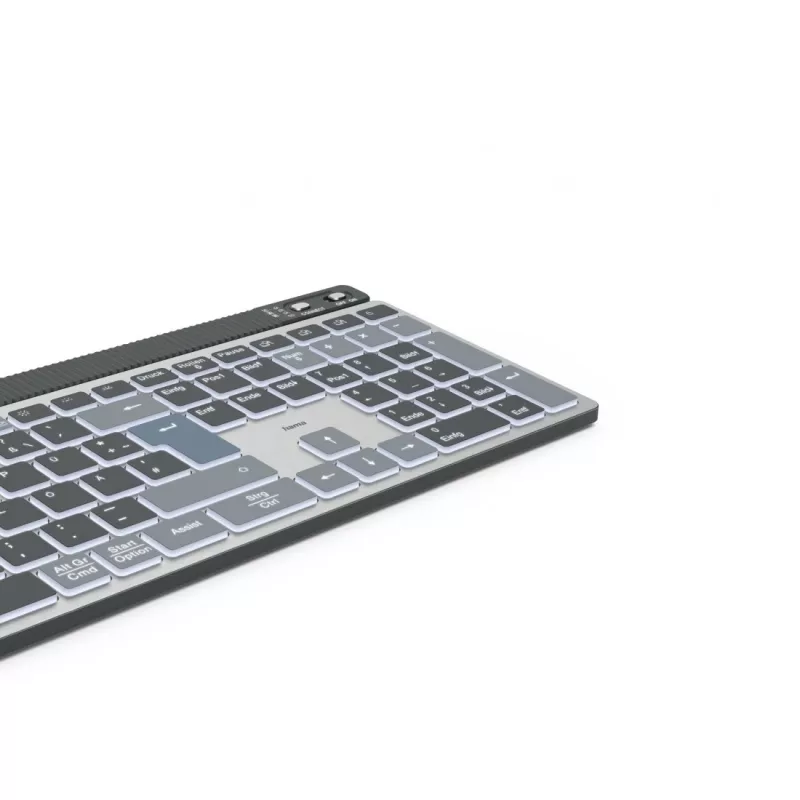 Teclado multidispositivo Hama WK-750, sem fios, retroiluminado, QWERTZ alemão, preto
