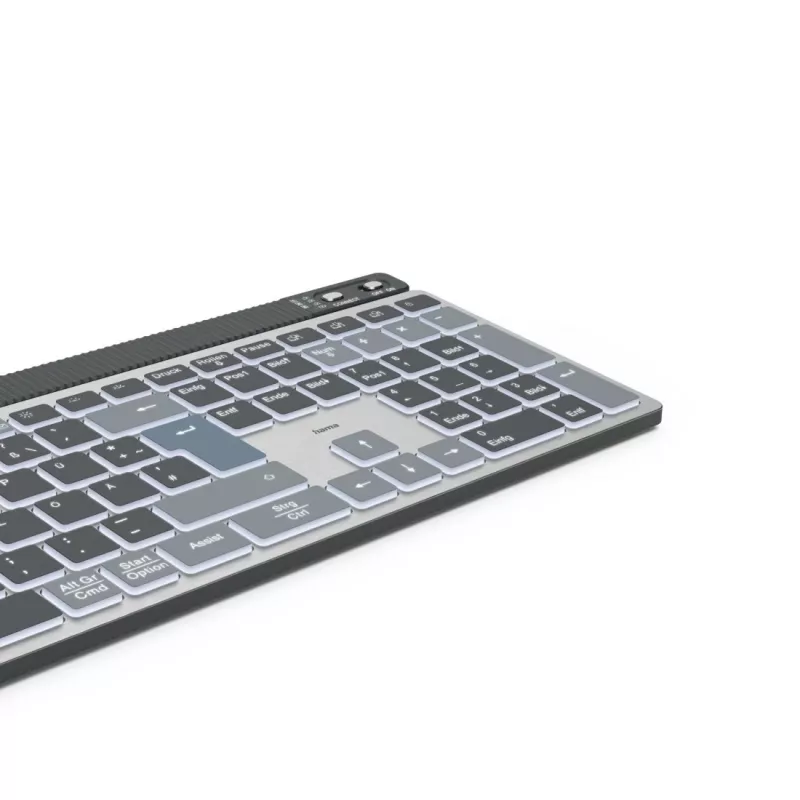 Teclado multidispositivo Hama WK-750, sem fios, retroiluminado, QWERTZ alemão, preto