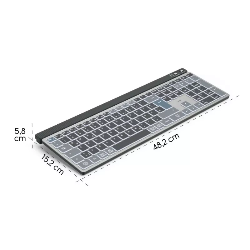 Teclado multidispositivo Hama WK-750, sem fios, retroiluminado, QWERTZ alemão, preto