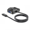 Dock/hub combo USB-C e USB-A Manhattan, portas (4): USB-A (x2) e USB-C (x2), 5 Gbit/s (USB 3.2 Gen1 também conhecido como USB 3.0), formato angular para fácil acesso às portas, alimentado por USB (não requer fonte de alimentação externa)