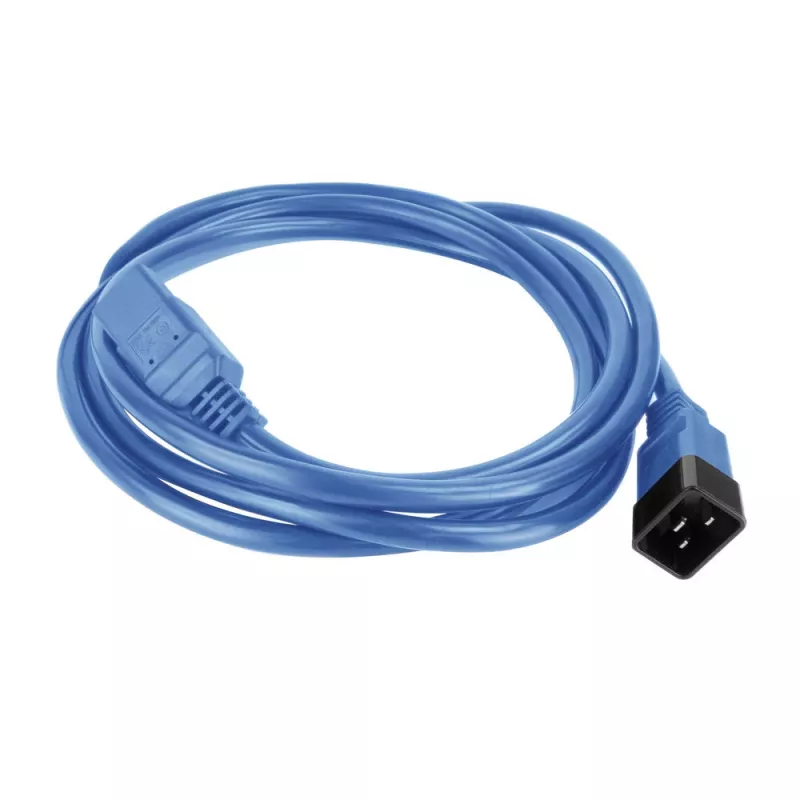 Cabo de alimentação ACT C20–C21 IEC60320 azul 1 m, 250 V, 16 A