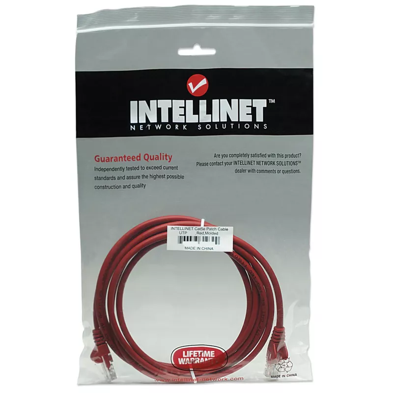 Intellinet 319898 cabo de rede patch RJ-45 Cat5e UTP, 7,5 m, moldado, sem gancho, vermelho
