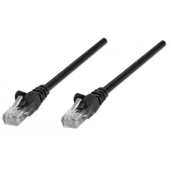 Cabo de rede Intellinet, Cat5e, 7,5 m, preto, CCA, U/UTP, PVC, RJ45, contactos banhados a ouro, proteção anti-dobra sem patilha, alívio de tensão, garantia vitalícia