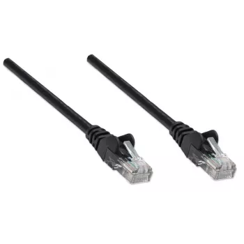 Cabo de rede Intellinet, Cat5e, 7,5 m, preto, CCA, U/UTP, PVC, RJ45, contactos banhados a ouro, proteção anti-dobra sem patilha, alívio de tensão, garantia vitalícia