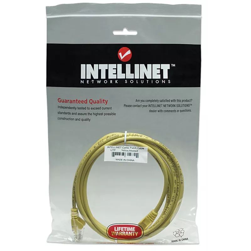 Intellinet 319966 cabo de rede patch RJ-45 Cat5e UTP, 7,5 m, moldado, sem gancho, amarelo