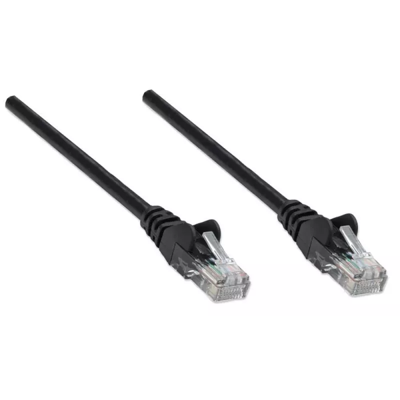 Cabo de rede Intellinet, Cat5e, 5 m, preto, CCA, U/UTP, PVC, RJ45, contactos banhados a ouro, sem patilha, moldado, garantia vitalícia