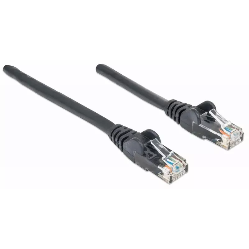 Cabo de rede Intellinet, Cat6, 2 m, preto, CCA, U/UTP, PVC, RJ45, contactos banhados a ouro, proteção da patilha, proteção anti-dobra, garantia vitalícia