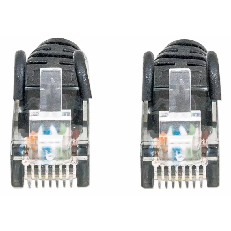 Cabo de rede Intellinet, Cat6, 2 m, preto, CCA, U/UTP, PVC, RJ45, contactos banhados a ouro, proteção da patilha, proteção anti-dobra, garantia vitalícia